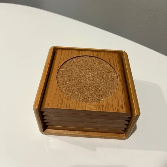 Bohoo Vintage wood coaster set 6 - Picture 2 of 10